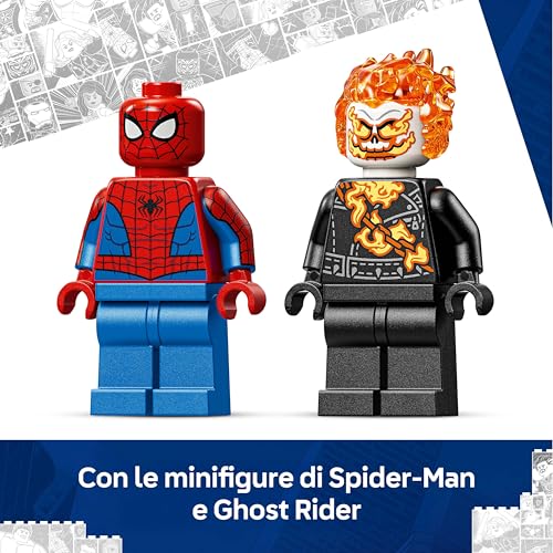 | Marvel Spider-Man vs. Ghost Rider in Motocicletta - Giocattolo dei Supereroi con Modellino di Moto, 2 Minifigure, Ragnatela e Elementi Fuoco - Regalo per Bambini da 6 Anni in su - 76335 - Lego - Immagine 4