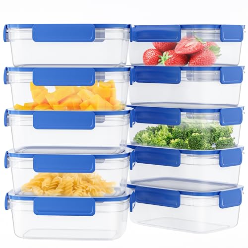 Aspinol 10-Pack Food Storage Containers with Airtight Leakproof Lids, BPA-Free Meal Prep Containers...