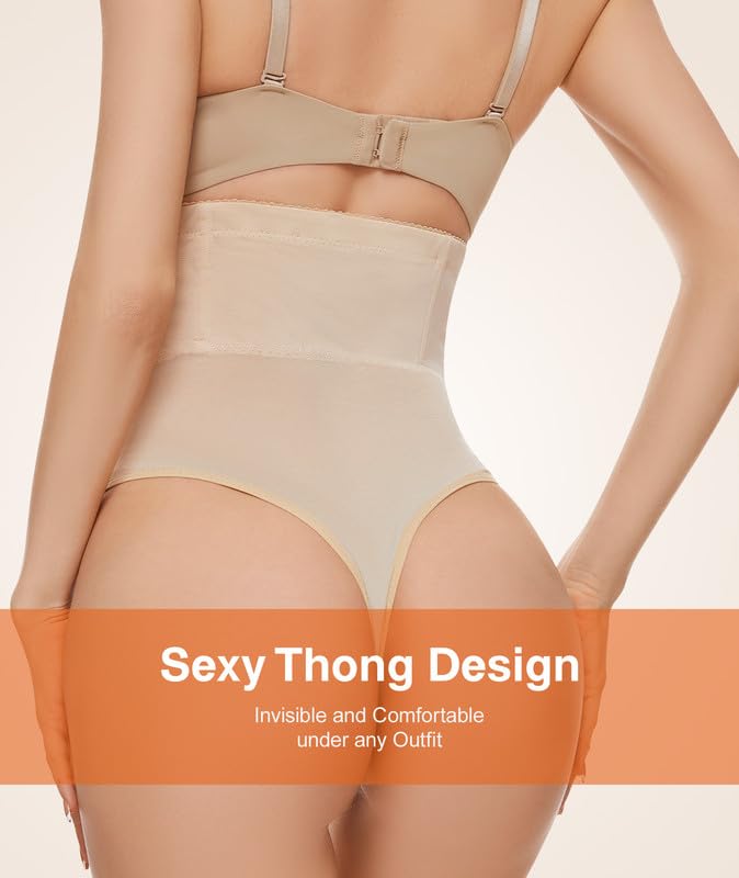 SIMIYA Thong Shapewear Tummy Control for Women High Waist Stay-Put Body Shaper Underwear Girdle Compression Shapewear Thong2