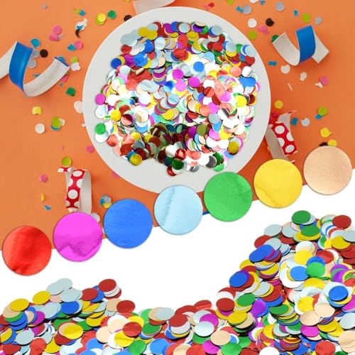 Image of Multicolor Metallic Foil Confetti(0.59 inch) Round Dots Glitter Rainbow Table Confetti for Party Wedding Decorations,2.11 OZ per pack