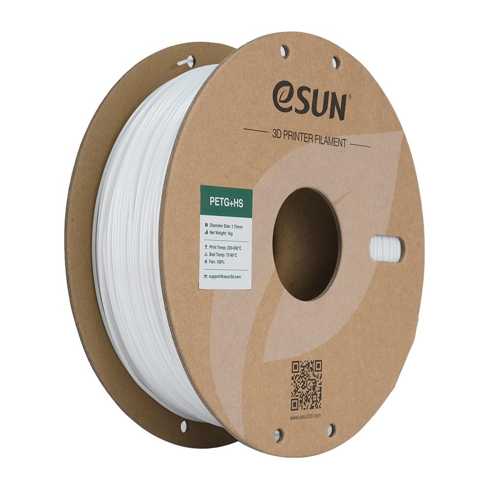 eSUN PETG+HS Filament 1.75mm, Weiß, 1KG | PETG Hochgeschwindigkeits 3D Drucker Filament, Maßgenauigkeit +/- 0.03mm, 1KG Spule (2.2 LBS) Schnelligkeit PETG