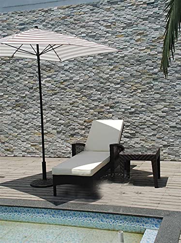 Parasol rectangle marron clair à rayures pour la table de jardin