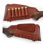 Genuine Leather Buttstock Ammo Shotgun Shell Holder Carrier Cover Suede Padded Cheek Rest (12 Gauge...