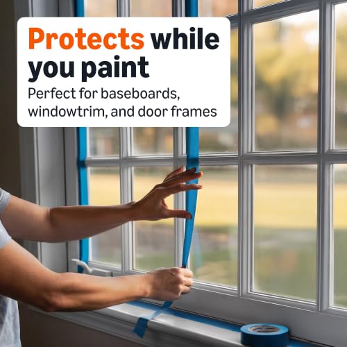 Image of Amazon Basics Blue Painters Tape, Protects Surfaces, Removes Easily, No Residue, 0.94 inch x 60-Yard, 4 Rolls