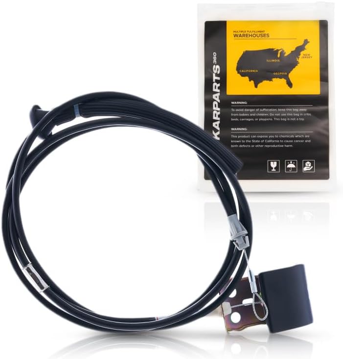 KarParts360 For Ford Explorer 1997 98 99 00 2001 Hood Release Cable Assembly | Black | Plastic/Metal | With Handle | Replacement For F87Z16916AA