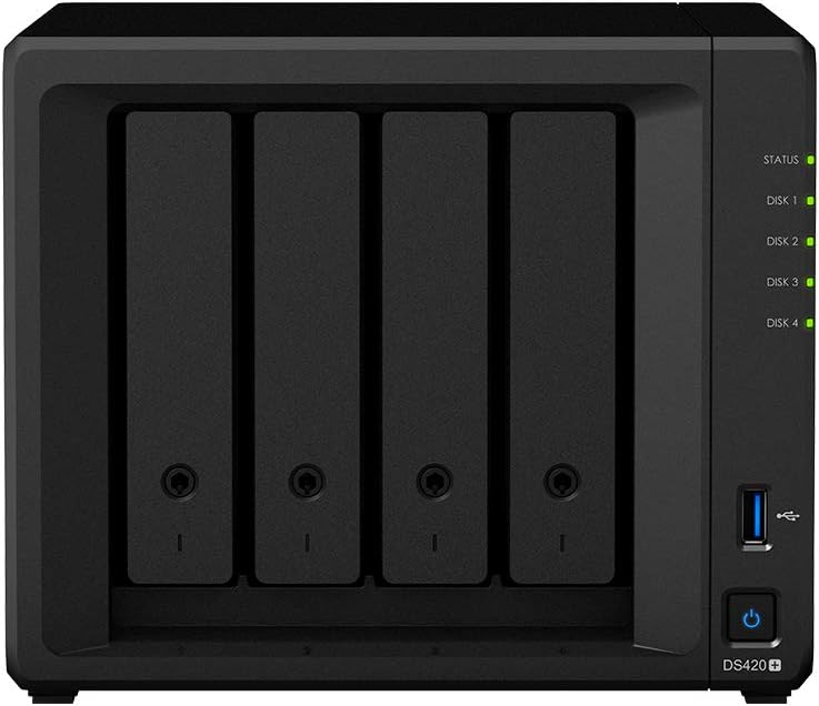 Synology DiskStation DS420+ NAS Server for Business with Celeron CPU, 6GB Memory, 1TB M.2 NVMe SSD, 16TB HDD Storage, DSM Operating System