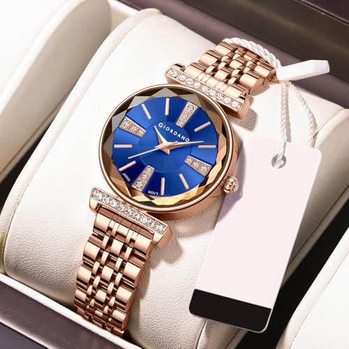 Image of Giordano Stylish Diamond Studded Analog Wrist Watch for Women with Elegant Diamond Cut Glass and Glass Coated Stainless Steel Strap - GZ-60084