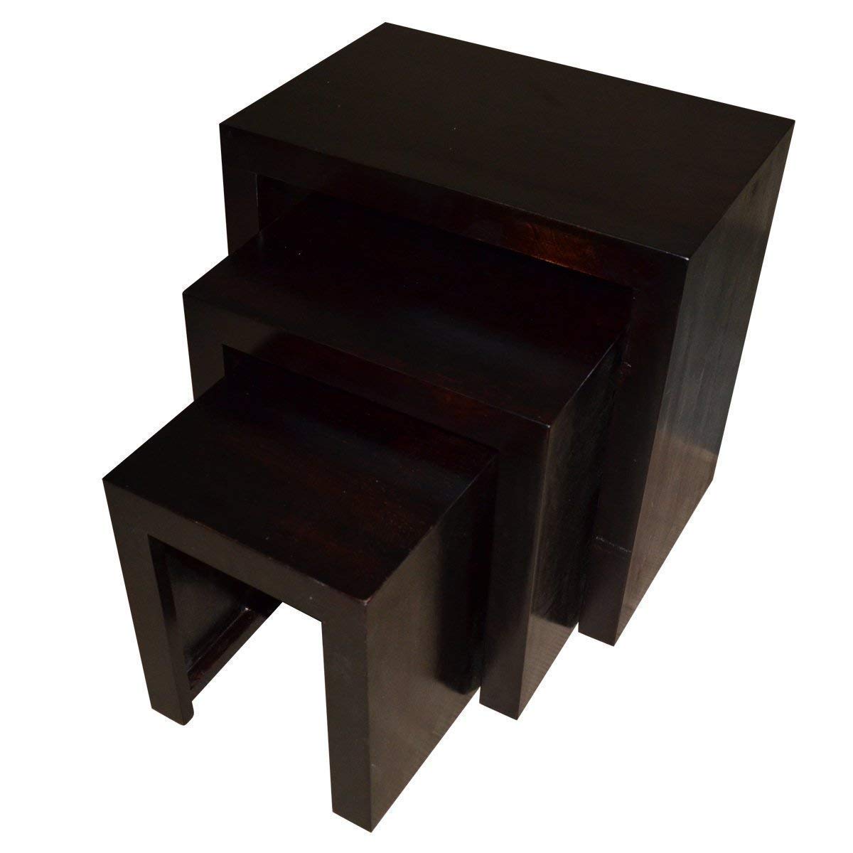 HOPEWOOD Wooden Decorative Nesting Tables for Living Room Set of 3