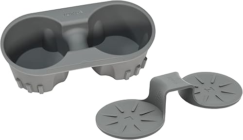 JOWUA Soporte para taza de consola central para Tesla Model 3Model Y, silicona, lavable (gris, portavasos de consola central + posavasos de asiento
