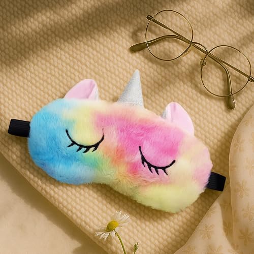 Image of Jenna Cute Sleeping Eye Shade Mask Cover for Insomnia, Meditation, Puffy Eyes and Dark Circles Unicorn Multi color