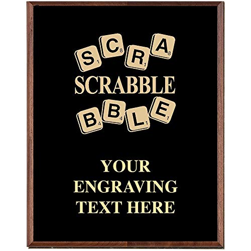 Game Night Plaques, Custom Engraved Scrabble Board Games Trophy Plaque Award, Great Customizable Scrabble Awards Prime