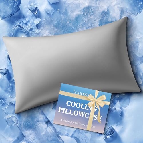Loomluxe Cooling Pillow Case King Size Pillow Cover with Zipper for Hot Sleepers Breathable & Gentle on Skin All-Night Comfort (Dark Grey 1Pcs)
