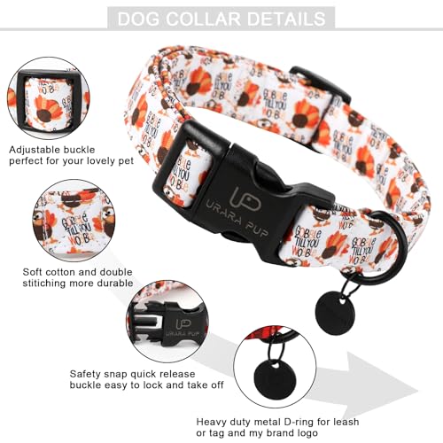 Image of Thanksgiving Dog Collar, Turkey Cotton Collar for Dog or Cat, Autumn Puppy Collar with Lightweight Plastic Buckle,Great Thanksgiving Gift for Girl Boy Dogs,XL