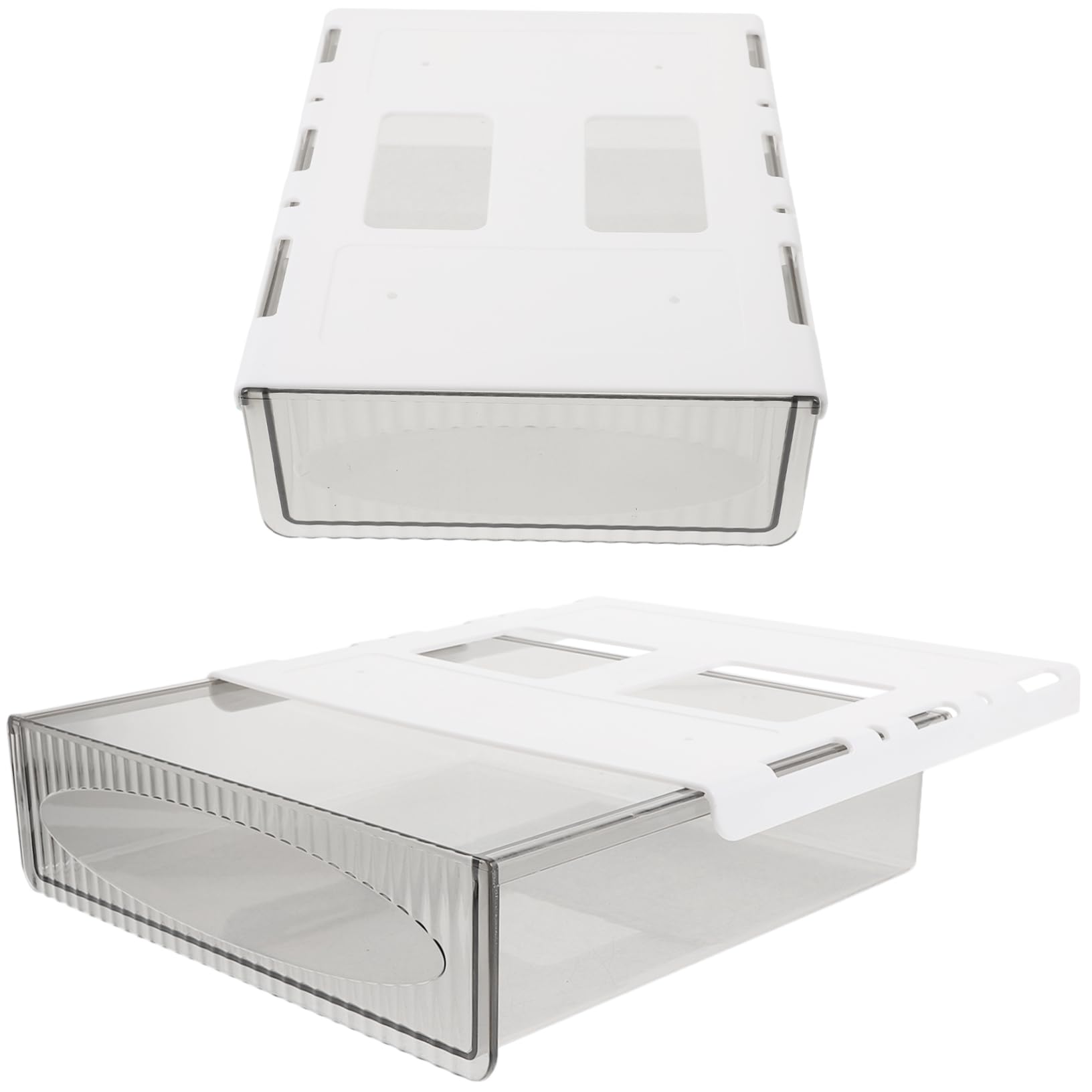 HOMSFOU 2pezzi Sotto Scrivania Organizer da Ufficio Cassetto in Plastica Resistente e Pratico Scatola Portaoggetti per Organizzazione Sotto Tavolo Storage Box per Cancelleria e Cosmetici