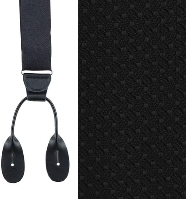 Image of HOLD'EM Tuxedo Suspenders Formal Black 100% Silk Made in USA Button Suspenders for Men Wedding Tux Suspenders for Men