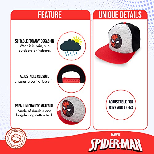 Marvel Spiderman Baseball Cap For Boys, Boys Hat And Fitted Cap, Flatbrim Baseball Spiderman Hat In Red & Marvel Design #TOP1