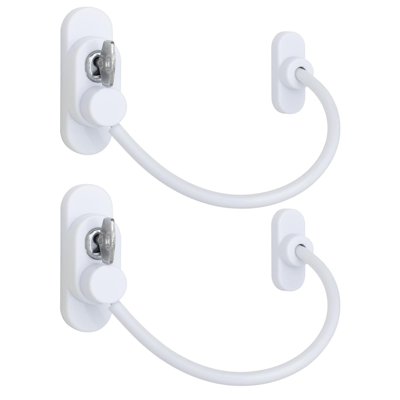 EAI Window Restrictor Key Locking for UPVC/Timber Frames 200mm White 2 Pack