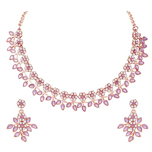 Atasi International Gold Plated Crystal Necklace Jewellery Set with Earrings ...