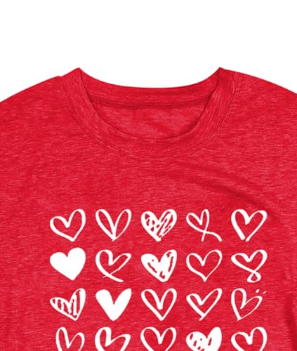 Image of Valentines Shirts for Women Valentine Love Heart Printed Graphic Tshirt Cute Girls Casual Top