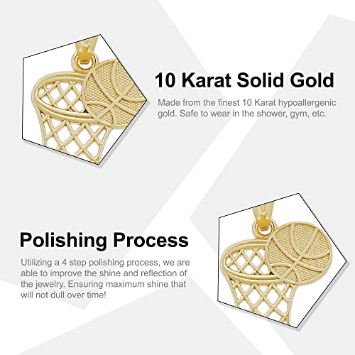 Gold Basketball Hoop Charm Pendant - 10 Karat Gold - Sports Jewelry - Basketball Team Jewelry2