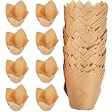 Moldes para hornear con diseño de tulipanes: nuestras tazas para tartas tienen un diseño único de tulipán, simple y elegante, y están decoradas con impresiones para que tu postre sea más llamativo.
