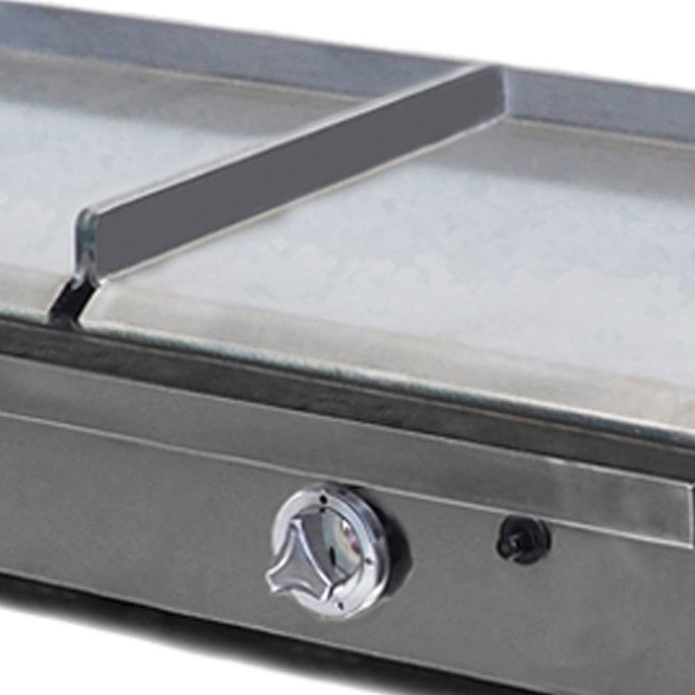 MBH - Plancha à gaz industrielle 400 x 400 + 400 x 400 mm avec foyer pour hôtellerie. Fry Top deux zones professionnelles en acier laminé pour bar et restaurant.