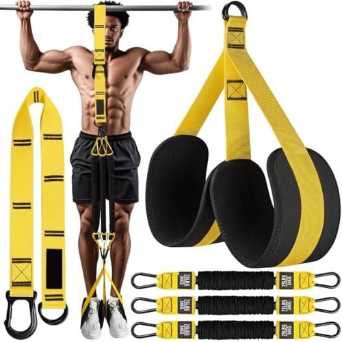 Pull Up Assistance Bands – Heavy Duty Adjustable Pull Up Assist Bands with Foot & Knee Support for Pull Up Bar, Pull Up Resistance Bands for Home Gym, Strength Training Equipment, Yellow