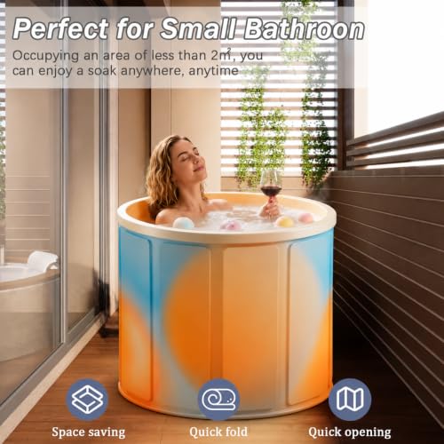 Image of YAGVIZ Bath Tub for Adult for Bathroom Tub for Home SPA, Maintains Hot & Cold Temperature, Drainage Hole, Thickened Layer for Hot and ice bath tub for adults