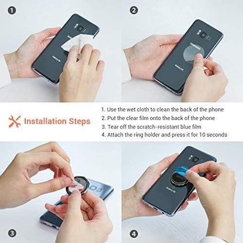 Amazon Brand - Eono Phone Ring Holder Handy Finger Ring Stand, Universal Grip 360 Adjustable Loop for iPhone 14 Pro Max Plus 13 mini 12 11 XS XR X 8 7 6 6s Plus, Galaxy, 4-8 inches Smartphone - Silver