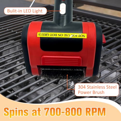 Image of Electric Grill Brush Bristle for Outdoor Grill, Grill Cleaning Brush Rechargeable BBQ Cleaner Brush Head,Safe Grill Brush with Scraper for Cast Iron Stainless-Steel Grates,Red