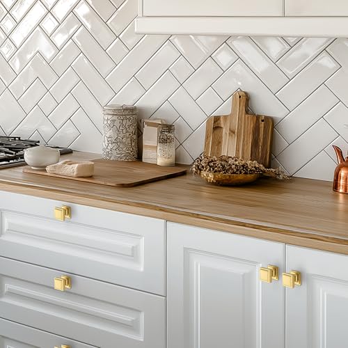 Image of Ravinte 30 Pack Gold Square Kitchen Cabinet Knobs,Zinc Solid Drawer Pulls,Farmouse Cabinet Handles for Cupboard, Closet, Dresser and Bathroom, Modern Cabinet Hardware for Cabinets