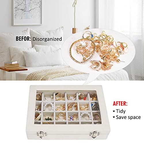 Vicoter Velvet Jewelry Box 24 Grid Jewelry Ring Display Organizer Box Tray - Image 5