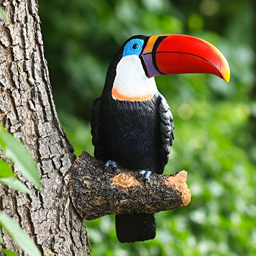 NORHOR Figurine Toucan,Statue de Toucan,Oiseaux artificiels en résine,Statue d'animal de Jardin,décoration Pastorale à Suspendre pour décoration...