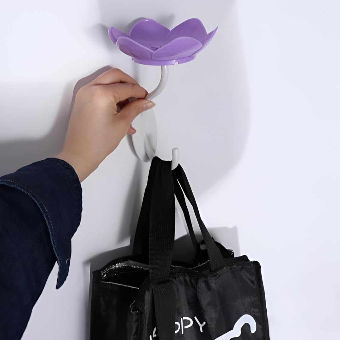 GaxQuly Flower Design Soap Dish Holder | Double Layer Self Adhesive Wall Hanging Soap Storage Rack for Kitchen Bathroom | Soap Stand with Magic Sticker | Wall Mounted Sponge Holder Sabundani (1) 2