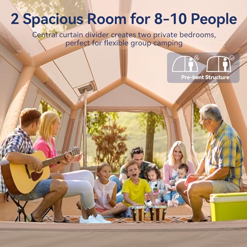 Carpa inflable para 8-10 personas con 2 divisores y techo skylight miniatura 4