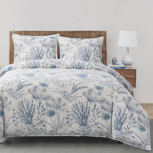 Image of HiEnd Accents Oceania 3 Piece King Coral Coastal Bedding Comforter Set
