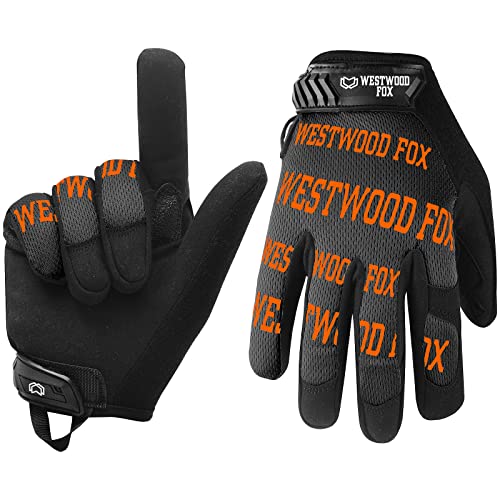 WESTWOOD FOX Gardening Working Gloves Garden Thorn Proof Flexible Heavy Duty Leather Mechanic Utility Dexterity Breathable Construction Gloves for Work Mens Women (Metallic Orange - Image 2