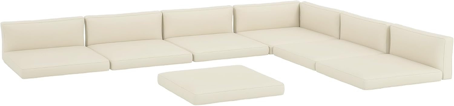 Outsunny Replacement Set for Rattan Furniture – 14 Piece Outdoor Cushions With 7 Seat and 7 Back Pads for Patio Conversation Set, Cream White