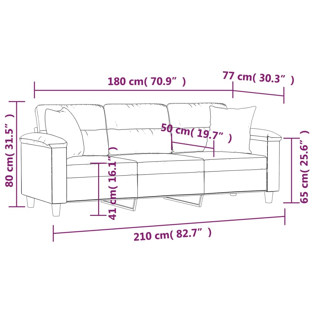 Divano Moderno 3 Posti con Cuscino Tortora in Tessuto Microfibra 180 cm Allungabile con Funzione Sleep Relax Cassapanca Letto per Soggiorno Ufficio Lounge Design Scandinave