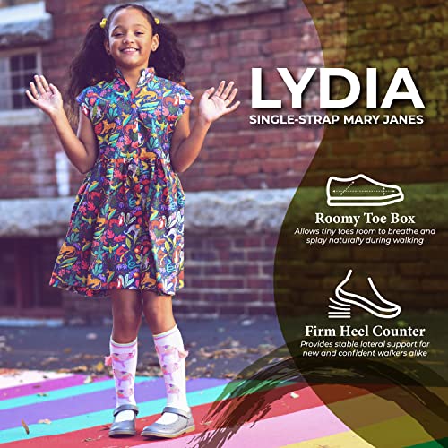 FOOTMATES Lydia Leather Mary Jane Girls Party Dress Flats Shoes with Custom-Fit Insoles, Slip-Resistant Non-Marking Outsoles - for Toddlers and Little Kids, Ages 1-84
