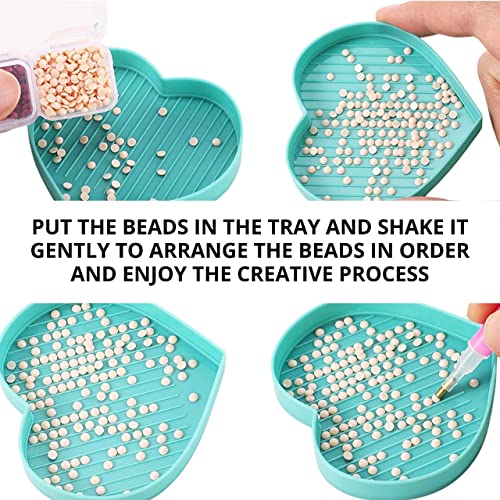 6Pcs Heart Diamond Painting Bead Sorting Trays Diamond Art Tray Tools Accessories For Diy Craft Rhinestone Plate Tray Small Plastic Boxes Pink Purple Blue Cross Nail Dotting Tools Heart Shape #TOP4