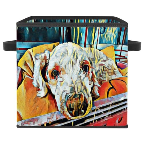 Boîte de rangement pliable motif chien abstrait pour placards et vêtements