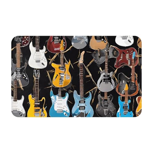 Color Acoustic and Guitars Print Living Room Bathroom Kitchen Anti Slip and Absorbent Carpet, Indoor Entrance Door Muddy Floor Mat, Ultra Soft Washable Carpet 21x31.5 Inches