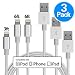GANJOY iPhone Charger 3Pack 3FT/6FT/10FT(1M/2M/3M) Nylon Braided 8 pin Charging Cables USB Charger Cord, Compatible with iPhone 7/7 Plus/6s/6s Plus/6/6 Plus/5/5S/5C/SE/iPad and iPod (Silver)