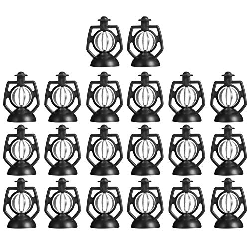 EXCEART 20pcs Black Dollhouse Miniature Lantern Christmas Tree Ornaments Lamp Light Dollhouse Miniature Resin Craft for Room Plants Pot Garden Dollhouse