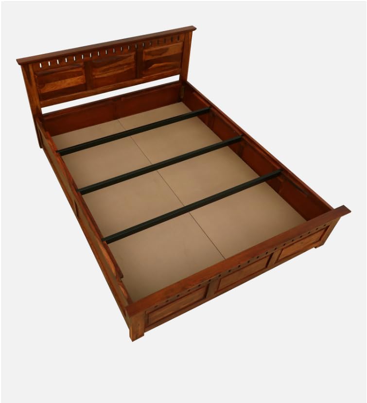 Image of Solid Sheesham Wood Bed Wooden Dreamy Nights Bed for Bedroom and Home Furniture | (Storage Bed -2)