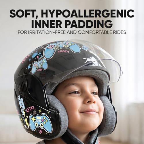 Image of TVS Moto Jr. Kids Helmet |Fun Glow in The Dark Graphics | Lightweight ISI Certified ABS Shell| Removable Cheek Pads | Ideal for Cycle Scooter Daily Ride Comfort & Protection