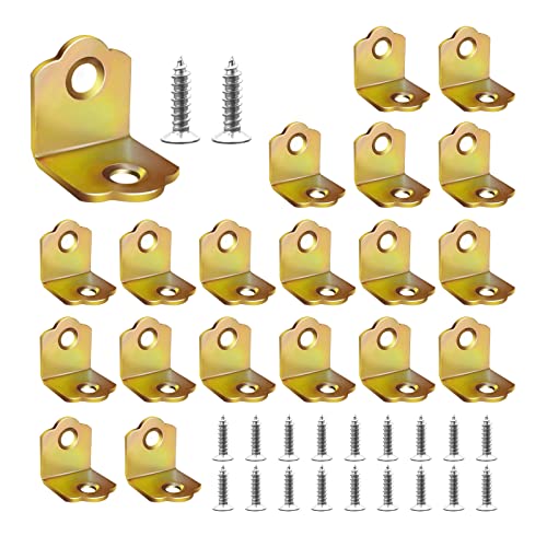 20 Pièces Equerres Metal, Équerre de Fixation 90 Degrés avec Vis, Petite Équerre D'assemblage pour Réparer ou Renforcer des Meubles en Bois (18mm x 19.5mm)