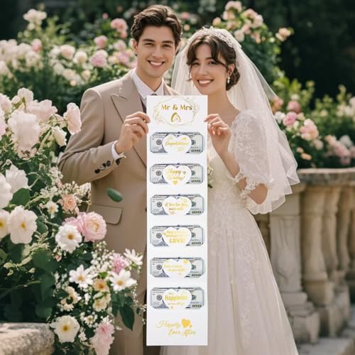 Faltbare Hochzeits Geldgeschenk-Rotbeutel mit Überraschungseffekt Elegante Geldbörse Heirat Geldkarten 9x17cm (42g) - MR&MRS