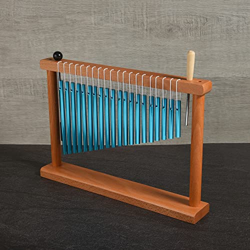 20 Tone Chime Table Top Wind Chime Bell Music Percussion Instrument with Mallet, Blue